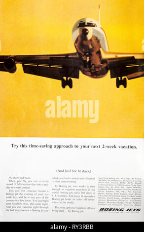 Ein 1966 Magazin Werbeanzeige Werbung Boeing Jets. Stockfoto