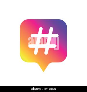 Farbverlauf Symbol Vorlage mit hashtag Für social media Instagram. Vector Illustration. EPS 10. Stock Vektor