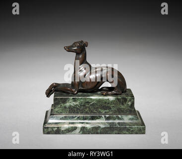 Whippet, C. 1825 - 1879. Pierre Jules Mène (Französisch, 1810-1879). Bronze; gesamt: 4,6 x 2,3 cm (1 13/16 x 7/8 in Stockfoto