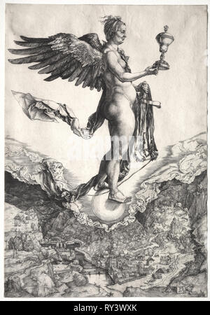 Nemesis, C. 1501-1502. Albrecht Dürer (1471-1528). Gravur; Plattenrand: 33,3 x 23 cm (13 1/8 x 9 1/16 in Stockfoto