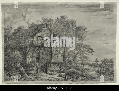 Die kleine Brücke. Jacob van Ruisdael (Niederländisch, 1628/29-1682). Ätzen Stockfoto