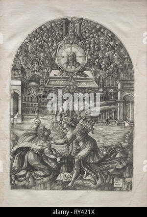 Die Apokalypse: Der Engel zeigt St. Johannes der Quelle lebendigen Wassers, 1546-1556. Jean Duvet (Französisch, 1485-1561). Gravur Stockfoto