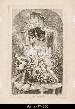 Buch der Brunnen: Nr.2, C. 1736. Gabriel Huquier (Französisch, 1695-1772), nach François Boucher (Französisch, 1703-1770). Ätzen Stockfoto