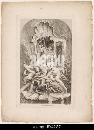 Buch der Brunnen: Nr.2, C. 1736. Gabriel Huquier (Französisch, 1695-1772), nach François Boucher (Französisch, 1703-1770). Ätzen Stockfoto