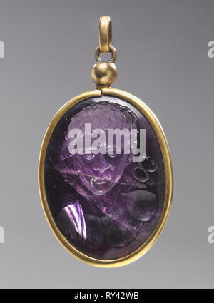 Intaglio mit männlichen Porträtbüste, 500 s. Byzanz, 6. Jahrhundert. Amethyst mit Gold Mount; gesamt: 4,3 x 2,5 cm (1 11/16 x 1 in Stockfoto