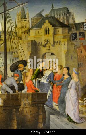 Belgien, Westflandern, Brügge, historischen Zentrum als Weltkulturerbe von der UNESCO, Krankenhaus alten St. John's, Memling Museum, St. Ursula Schrein von Hans Memling ca. 1489 gemalt, St. Ursula in Köln Stockfoto