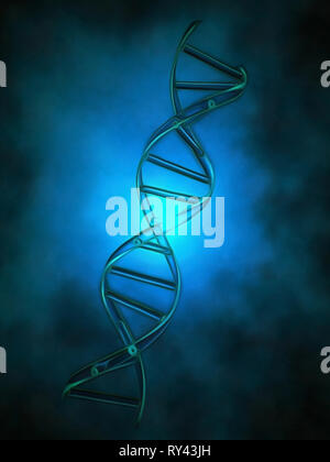 DNA-Kette in blaues Licht Stockfoto