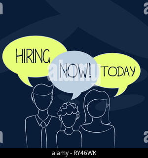 Text zeichen Einstellung jetzt angezeigt. Business Foto präsentieren Mitarbeiter gesucht Mitarbeiter Rekrutierung Stockfoto