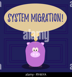Konzeptionelle Handschrift zeigt System Migration. Begriff Sinne Verschieben von Programmen auf einer anderen Plattform Stockfoto