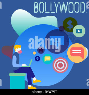 Konzeptionelle Hand schreiben Bollywood angezeigt. Begriff Sinne Hollywood Film Entertainment Kino Stockfoto