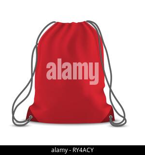 Red Rucksack Tasche. Sport Tasche mockup auf weißem Hintergrund Stock Vektor
