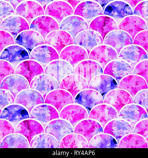 Helle Skalen Formen abstract Grunge bunte Spritzer Textur Aquarell nahtlose Muster in pink und blau Farben Palette Stockfoto