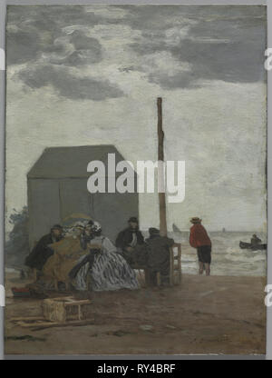 Der Strand von Deauville, 1864. Eugène Boudin (Französisch, 1824-1898). Öl auf Holz; gerahmt: 45,7 x 36,8 x 3,5 cm (18 x 14 1/2 x 1 3/8 in.); ohne Rahmen: 34,7 x 26 cm (13 11/16 x 10 1/4 in Stockfoto