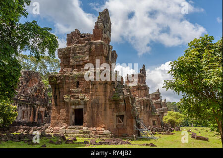 Prasats Sour Prat, alte Türme in der Mitte von Angkor Thom, Kambodscha. Stockfoto