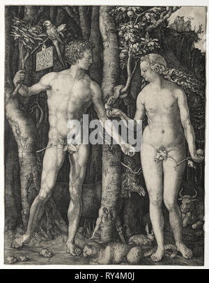 Adam und Eva, 1504. Albrecht Dürer (1471-1528). Gravur Stockfoto