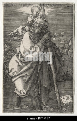 St. Christopher, von Links, 1521. Albrecht Dürer (1471-1528). Gravur Stockfoto