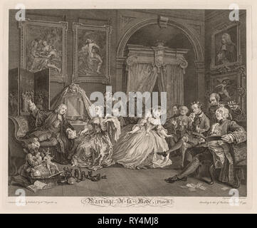 Ehe à la Mode: Die Toilette Szene, 1745. William Hogarth (British, 1697-1764). Gravur Stockfoto