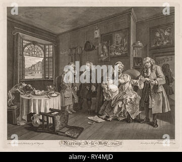 Ehe à la Mode: Der Tod der Gräfin, 1745. William Hogarth (British, 1697-1764). Gravur Stockfoto