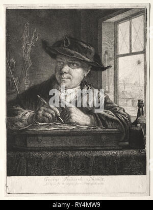 Selbstbildnis. Georg Friedrich Schmidt (1712-1775). Ätzen und drypoint Stockfoto