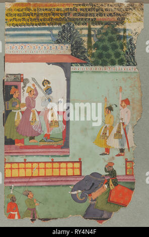 Kanhra Ragini, C. 1700. Indien, Rajasthan, Amber, Anfang des 18. Jahrhunderts. Farbe auf Papier; gesamt: 29,6 x 18,4 cm (11 5/8 x 7 1/4 in Stockfoto