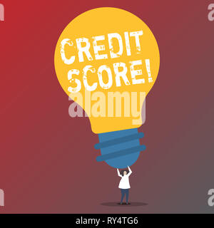 Text Zeichen angezeigt Credit Score. Business Foto text Kapazität zu einem Darlehen Bonität eines einzelnen zurückzahlen Stockfoto