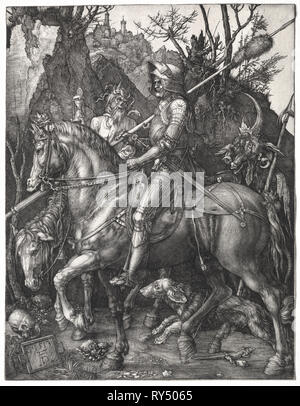 Ritter, Tod und Teufel, 1513. Albrecht Dürer (1471-1528). Gravur; Blatt: 24,4 x 19 cm (9 5/8 x 7 1/2 in. Stockfoto