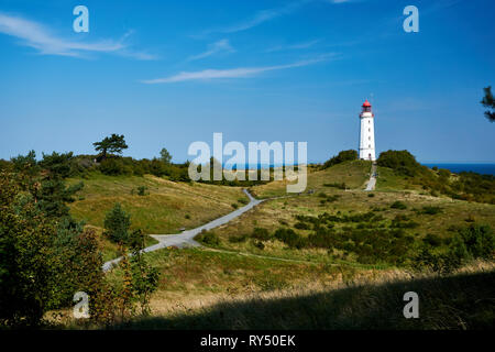 Postkarte Leuchtturm auf der Insel Hiddensee im Sommer Stockfoto