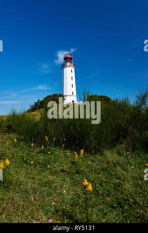 Postkarte Leuchtturm auf der Insel Hiddensee im Sommer Stockfoto