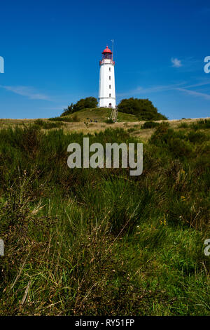 Postkarte Leuchtturm auf der Insel Hiddensee im Sommer Stockfoto