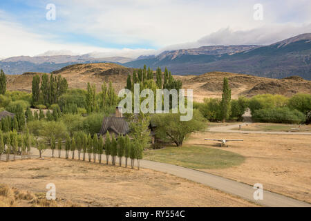 Die Lodge im Valle Chacabuco, Patagonien Nationalpark, Aysen, Patagonien, Chile Stockfoto