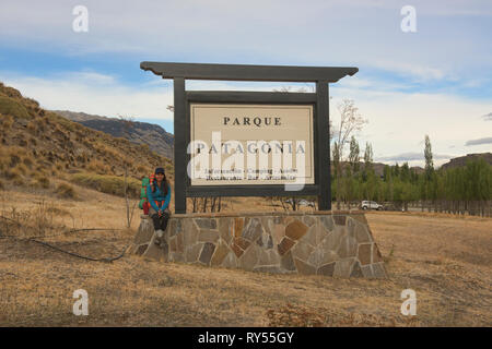 Eingang nach Patagonien Nationalpark, Aysen, Patagonien, Chile Stockfoto