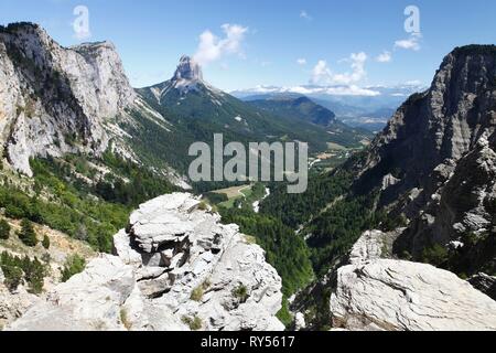 Frankreich, Isère, Vercors nationalen Naturpark, der Hochebene von Vercors, Chichilianne, Blick von der Aiguille Pass Stockfoto