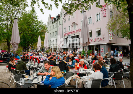 Cafe Münchner Freiheit, Schwabing, Muenchen, Bayern, Deutschland, Münchner Freiheit Stockfoto