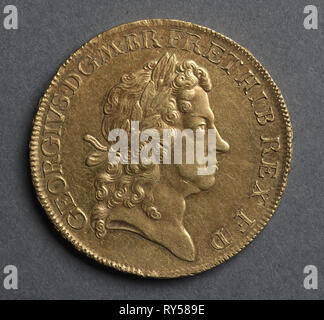 Fünf Guineen (Vorderseite), 1716. England, George I, 1714-1727. Gold Stockfoto