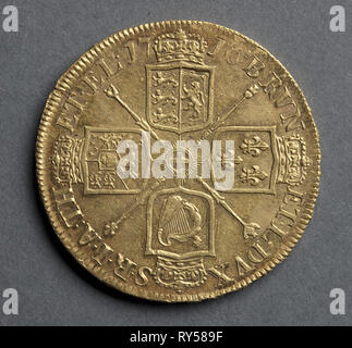 Fünf Guineen (rückwärts), 1716. England, George I, 1714-1727. Gold Stockfoto