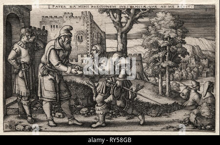 Der verlorene Sohn. Hans Sebald Beham (1500-1550). Gravur Stockfoto