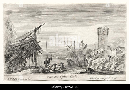 Ansicht der italienischen Küste. Stefano Della Bella (Italienisch, 1610-1664). Ätzen Stockfoto
