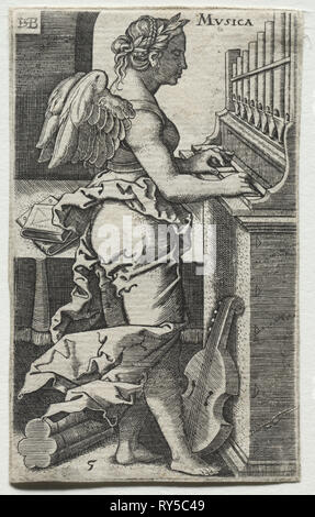 Musica. Nach Hans Sebald Beham (1500-1550). Gravur Stockfoto