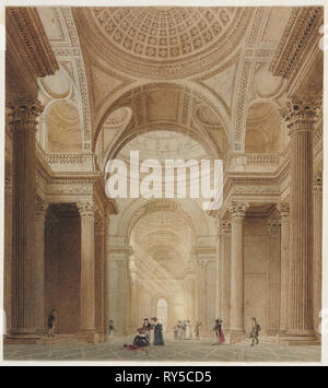 Innenraum des Pantheons in Paris. Fredrick Nash (British, 1782-1856). Aquarell über Graphit; Blatt: 20 x 17,9 cm (7 7/8 x 7 1/16 in Stockfoto