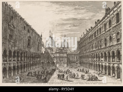 Ansichten von Venedig: der Innenhof des Palazzo Ducale, 1741. Michele: marieschi (Italienisch, 1710-1743). Ätzen Stockfoto