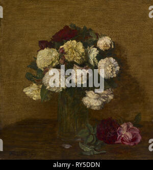 Rosen in einer Vase, 1878. Henri Fantin-Latour (Französisch, 1836-1904). Öl An Gewebe; gerahmt: 66 x 64 x 11 cm (26 x 25 3/16 x 4 5/16 in.); ohne Rahmen: 45,4 x 43,3 cm (17 7/8 x 17 1/16 Stockfoto