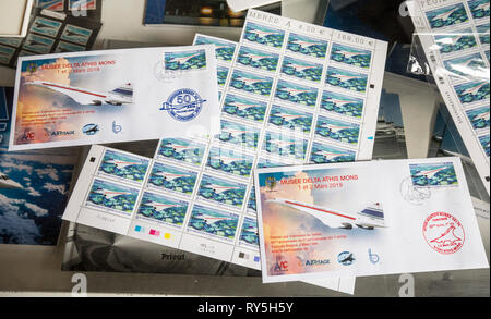 ATHIS MONS, FRANKREICH CONCORDE 50. JAHRESTAG FRANZÖSISCHE ERSTFLUG CONCORDE STEMPEL Stockfoto