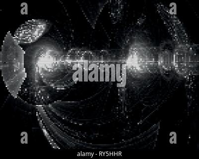Abstrakte monochrome Tech style Hintergrund mit Lichteffekten - Vector Illustration Stock Vektor
