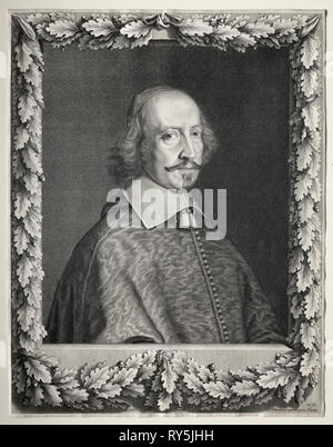 Kardinal Mazarin, 1656. Robert Nanteuil (Französisch, 1623-1678). Gravur Stockfoto