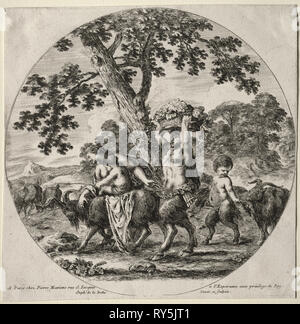 Ein Satyr Familie reisen. Stefano Della Bella (Italienisch, 1610-1664). Ätzen Stockfoto