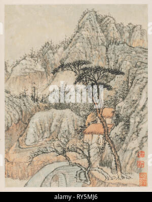 Reminiszenzen an Qinhuai Fluss, 1642-1707. Shitao (Chinesisch, 1642-1707). Album Leaf, Tusche und Farbe auf Papier; Bild: 25,5 x 20,2 cm (10 1/8 x 7 15/16 in.); insgesamt: 33 x 24,3 cm (13 x 9 9/16 Zoll Stockfoto