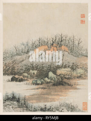 Reminiszenzen an Qinhuai Fluss, 1642-1707. Shitao (Chinesisch, 1642-1707). Album Leaf, Tusche und Farbe auf Papier; Bild: 25,5 x 20,2 cm (10 1/8 x 7 15/16 in.); insgesamt: 33 x 24,3 cm (13 x 9 9/16 Zoll Stockfoto