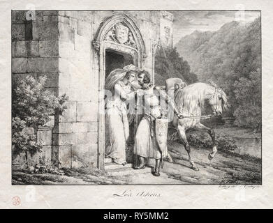 Der Abschied. Horace Vernet (Frankreich, 1789-1863). Lithographie Stockfoto