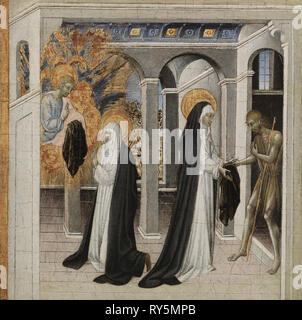 St. Katharina von Siena und der Bettler, 1460 s. Giovanni di Paolo (Italienisch, C. 1403-1482). Tempera und Gold auf Holz; gerahmt: 35,6 x 35,7 x 4,5 cm (14 x 14 1/16 x 1 3/4 in.); ungerahmt: 28,7 x 28,9 cm (11 5/16 x 11 3/8 in Stockfoto