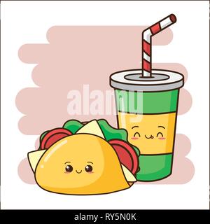 Kawaii fast food Stock Vektor